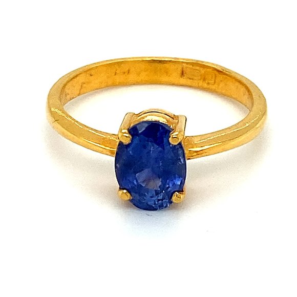 GIA Blue Sapphire 2.10ct Solid 22K Gold Ring - Picture 1 of 10